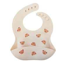 Load image into Gallery viewer, WH81507AC-Korean ins style many little bear baby soft silicone bibs for boys and girls to eat with complementary food three-dimensional rice receiving pocket