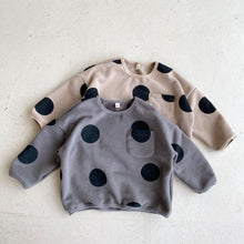 Load image into Gallery viewer, D90773SE- Drop shoulder pockets large polka dot long-sleeved top