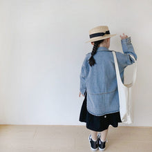 Load image into Gallery viewer, 22063PCW-Autumn parent-child outfit Japanese style loose retro side slit long-sleeved denim jacket