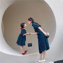 Load image into Gallery viewer, 22B049PCW-High-end polka dot parent-child outfit ins dress French retro internet celebrity long skirt chiffon print skirt mother and daughter outfit