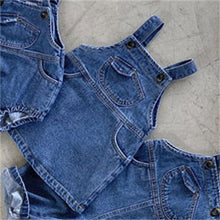 Load image into Gallery viewer, 24D61DS-Children's Korean version ins spring and summer new overalls skirt girls Korean style personality retro loose denim overalls dress