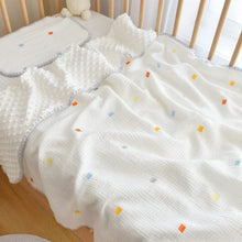 Load image into Gallery viewer, AC2011-Newborn Beanie Blanket Baby Pure Cotton Gauze Comfort Blanket Shell Edge Crepe Embroidery Children's Small Blanket Four Seasons