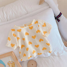Load image into Gallery viewer, TG68168-Summer girl suit baby internet celebrity fashionable children's personality trend brand fresh cute love short-sleeved T-shirt shorts
