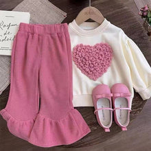 Load image into Gallery viewer, YC8236TG-Autumn Korean style heart pullover top + flared pants two-piece set