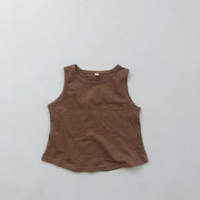 Load image into Gallery viewer, 1052SE-Korean summer children's sleeveless vest soft bamboo cotton solid color stripes thin boys and girls wear stylish vest