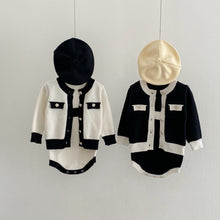 Load image into Gallery viewer, M2020TG-Spring Fashion Knitted Colorblocked Chanel Style Sleeveless Bodysuit & Long Sleeve Knitted Jacket