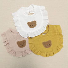 Load image into Gallery viewer, WH81002AC- Korean ins style embroidered bear lace cotton gauze bib for baby bibs to prevent spitting up and absorbent neck wrap