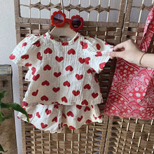 Load image into Gallery viewer, TG68168-Summer girl suit baby internet celebrity fashionable children's personality trend brand fresh cute love short-sleeved T-shirt shorts