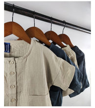 Load image into Gallery viewer, 23D97TG-Children's summer Korean style new suit retro forest cotton and linen wrinkled single-breasted loose boys and girls casual suit