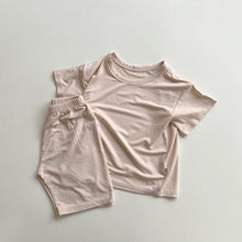 將圖片載入圖庫檢視器 ER055PCW-夏款韓版薄款兒童家居短袖上衣+短褲套裝