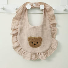 Load image into Gallery viewer, WH81002AC- Korean ins style embroidered bear lace cotton gauze bib for baby bibs to prevent spitting up and absorbent neck wrap