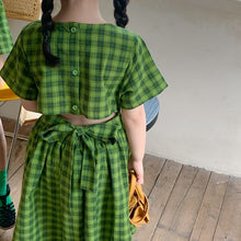 Load image into Gallery viewer, <Taiwan Pavilion> 2022X81TG-Boys and girls Korean style solid color plaid short-sleeved shorts two-piece set (A2)