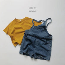 Load image into Gallery viewer, 1127LS-Soft denim ~ Korean children's clothing summer children's denim suspender shorts boys and girls adjustable jumpsuit