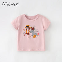Load image into Gallery viewer, 81129SE- Spot malwee summer clothes European and American children's cute little girl printed round neck short-sleeved tops