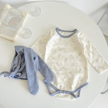 Load image into Gallery viewer, k2531LS-ins autumn pure cotton baby cute rabbit long-sleeved triangle romper baby concave shape out crawling clothes (including hat)