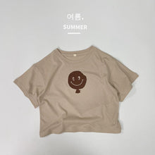 Load image into Gallery viewer, 1201SE-Summer Korean soft cotton smiley face print round neck short-sleeved top