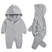 Load image into Gallery viewer, HY2946LS-New cross-border infant dinosaur hooded cotton jumpsuit for boys and girls long-sleeved crawling clothes baby jumpsuit