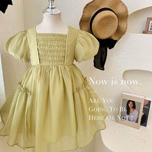 Load image into Gallery viewer, 22789DS-Summer solid color puff sleeve princess dress