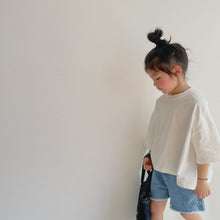 Load image into Gallery viewer, BB2112PCW-Summer Japanese-style brushed angled short-sleeved parent-child top