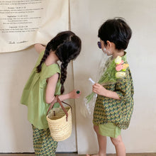 Load image into Gallery viewer, <Taiwan Pavilion> 2022X27TG-Korean version of boys and girls floral short-sleeved shorts two-piece set (A3)