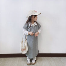 Load image into Gallery viewer, 22075PCW- Japanese-style parent-child outfit for autumn and winter, terry open X vest skirt