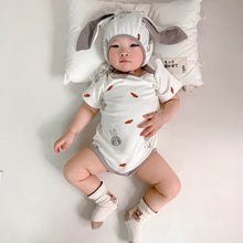 Load image into Gallery viewer, 32312LS-Summer Korean version of rabbit carrot print bodysuit + hat two-piece set