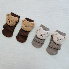 Load image into Gallery viewer, WH81503AC- Korean ins style cute embroidered bear head children's medium and long socks without heels straight tube boys and girls baby warm socks