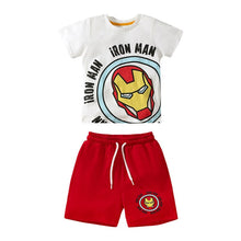 Load image into Gallery viewer, 22023TG-Little maven summer European and American children's wear steel print round neck pure cotton suit