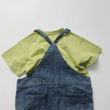 Load image into Gallery viewer, 1127LS-Soft denim ~ Korean children's clothing summer children's denim suspender shorts boys and girls adjustable jumpsuit