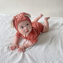 Load image into Gallery viewer, 32320LS-Summer Korean style deer shape short-sleeved bodysuit + hat two-piece set