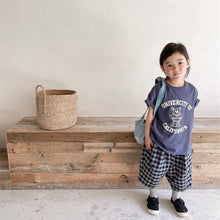 Load image into Gallery viewer, 122255SE-Summer children's Korean style bear print linen cotton short-sleeved top