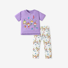 Load image into Gallery viewer, H22035TG-Summer pure cotton children's printed short-sleeved top + trousers two-piece set