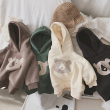 Load image into Gallery viewer, 23D1345SE-Korean children's winter new tops for boys and girls, cute bear prints, thick velvet and warm sweatshirt