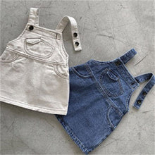 Load image into Gallery viewer, 24D61DS-Children's Korean version ins spring and summer new overalls skirt girls Korean style personality retro loose denim overalls dress