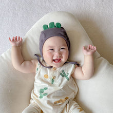 Load image into Gallery viewer, 32315LS-Summer cactus print baby bodysuit + hat two-piece set
