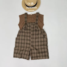Load image into Gallery viewer, 1203LS-Summer Korean Retro Plaid Workwear Bib Shorts