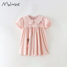 Load image into Gallery viewer, 8220DS-malwee summer European and American children's lapel short-sleeved dress