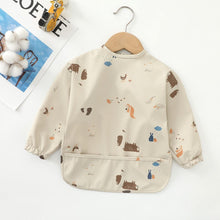 Load image into Gallery viewer, 000263SE-Danish children's long-sleeved pu reverse wear baby eating clothes bib super soft waterproof baby rice pocket