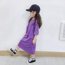Load image into Gallery viewer, 22123PCW- Spring and summer Korean loose long stitching slit dress parent-child outfit