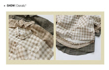Load image into Gallery viewer, 1133SE-Korean ramie plaid shirt summer Korean children's plaid shirt short sleeves boys and girls casual thin cardigan half sleeves