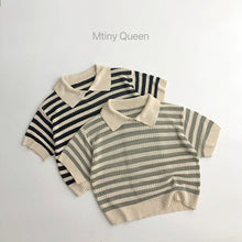 Load image into Gallery viewer, 23T05SE-Summer Korean style knitted hollow striped polo shirt