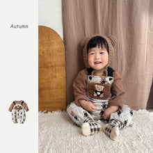 將圖片載入圖庫檢視器 2304220TG-韓版兩件式加絨機器熊背帶套裝