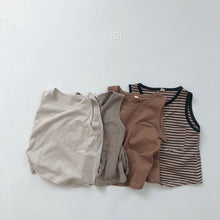Load image into Gallery viewer, 1052SE-Korean summer children's sleeveless vest soft bamboo cotton solid color stripes thin boys and girls wear stylish vest
