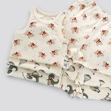 將圖片載入圖庫檢視器 2320JG-夏裝棉質滿印吊帶背心家居上衣+短褲兩件套