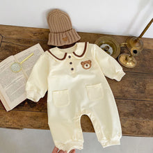 Load image into Gallery viewer, K5281SE-Spring solid color bear double pocket long-sleeved romper & long-sleeved jacket