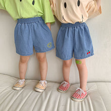 Load image into Gallery viewer, X90239PA-Children's summer denim shorts thin boys and girls baby 2022 new Korean embroidery loose denim 4-point pants