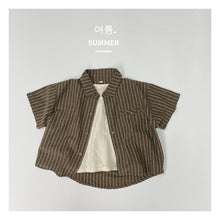 Load image into Gallery viewer, 1211SE-Summer Korean Striped Casual Lapel Short Sleeve Shirt