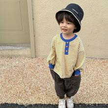 Load image into Gallery viewer, C81305SE- Spring Thin Striped Button-down Collar Long Sleeve T-shirt