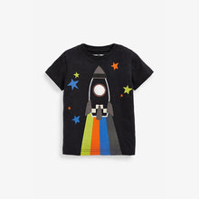 Load image into Gallery viewer, 53013SE-Summer round neck rocket print cotton short-sleeved top