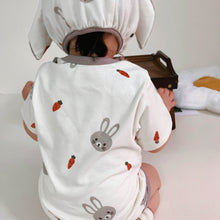 Load image into Gallery viewer, 32312LS-Summer Korean version of rabbit carrot print bodysuit + hat two-piece set